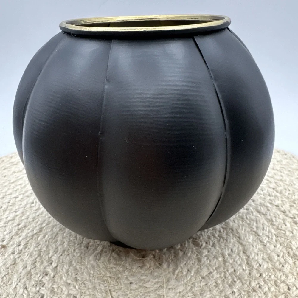 Pottery Barn‎ Halloween Candle Holder Black Metal Jack O Lantern Mini 5